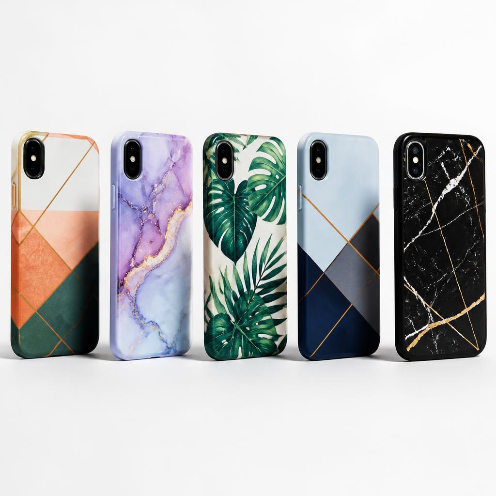 Simulação de capas de celular estampado com DTF UV